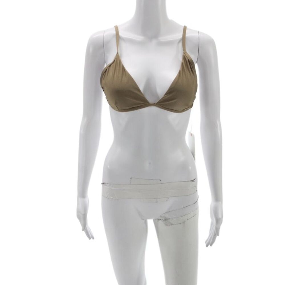 Good American Womens Bikini Top Brown Solid Beach Polyester Size 3